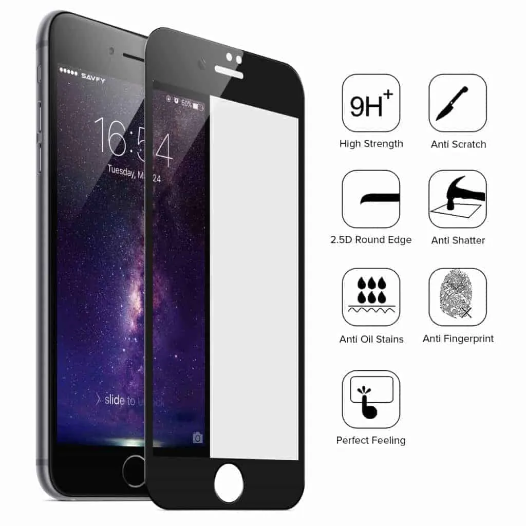 iPhone 8 Plus Tempered Glass Screen Protector (Black) 2-Pack Gorilla Glass