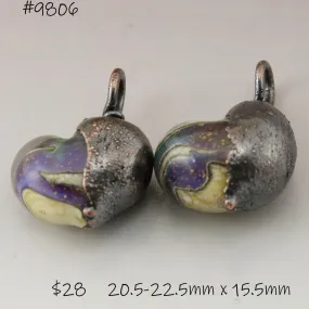 Ivory Purple Speckled Hearts with Copper Electroforming