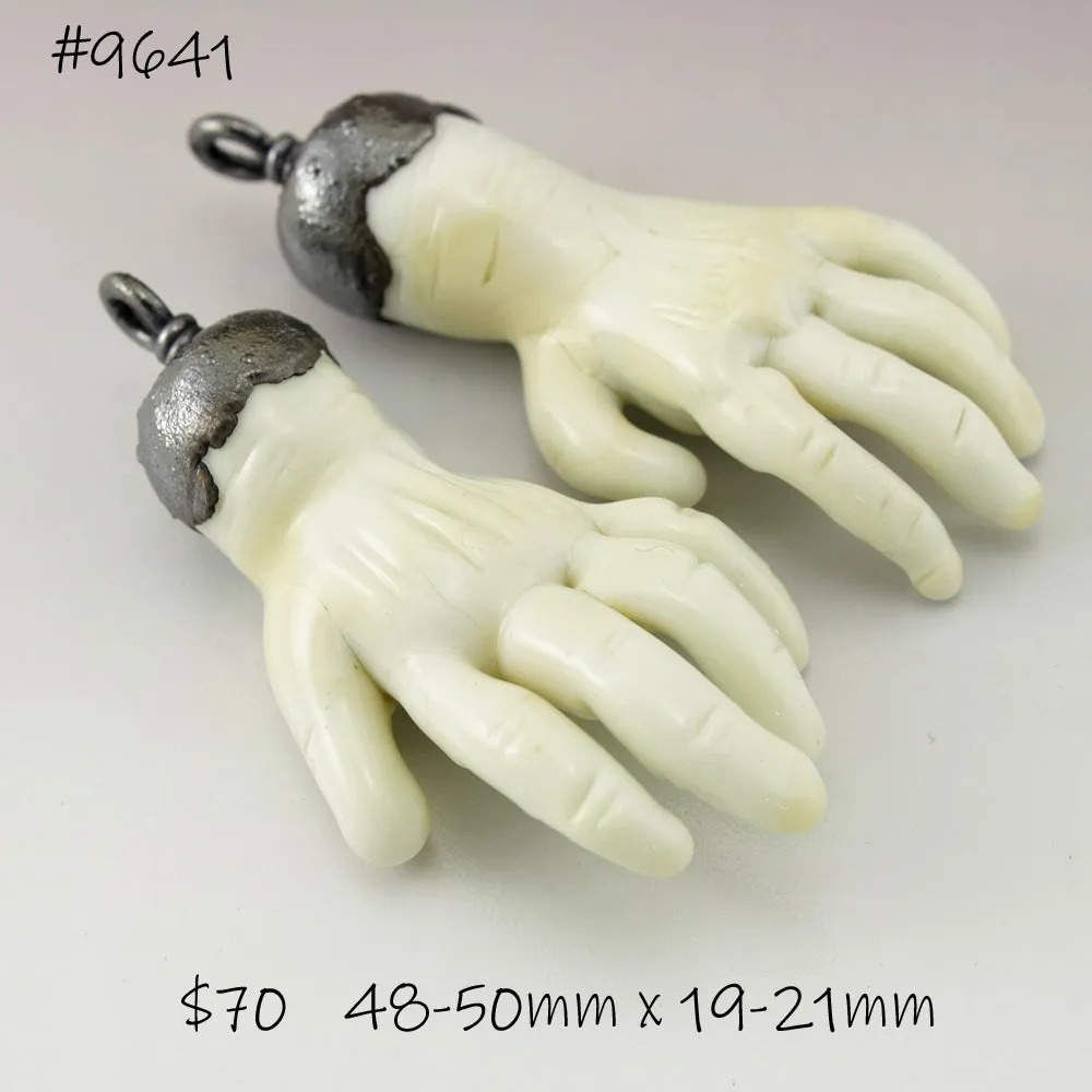 Ivory Sculptural Hand Pair with Copper Electroforming
