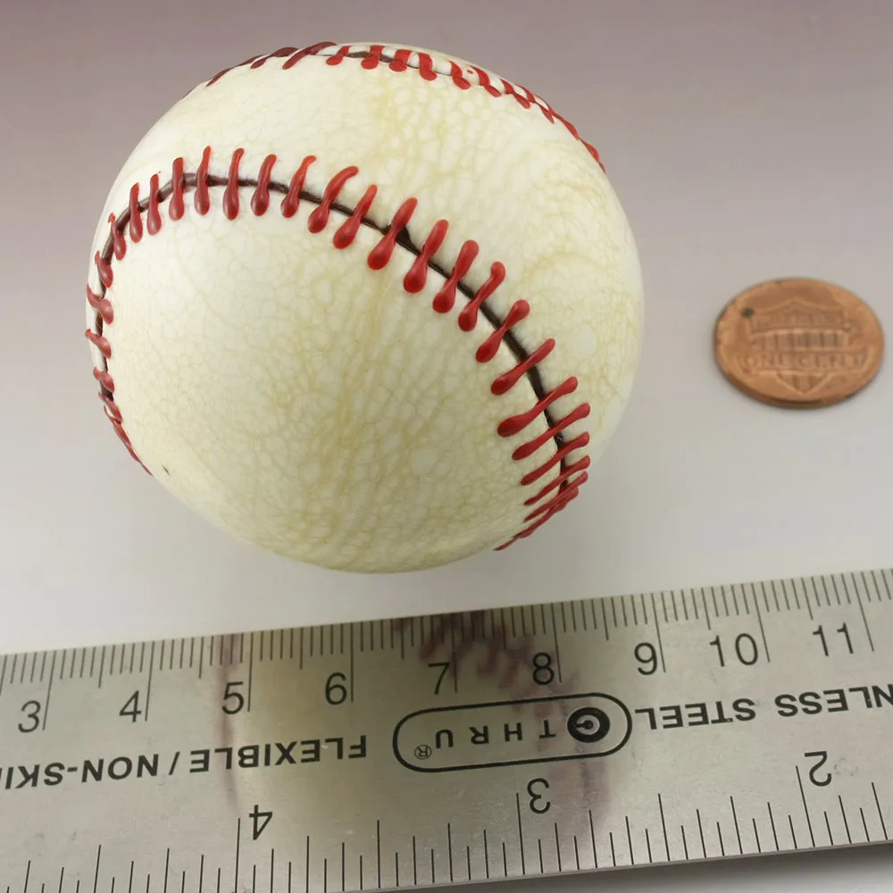 Jumbo Etched Baseball Marble in Ivory and Red