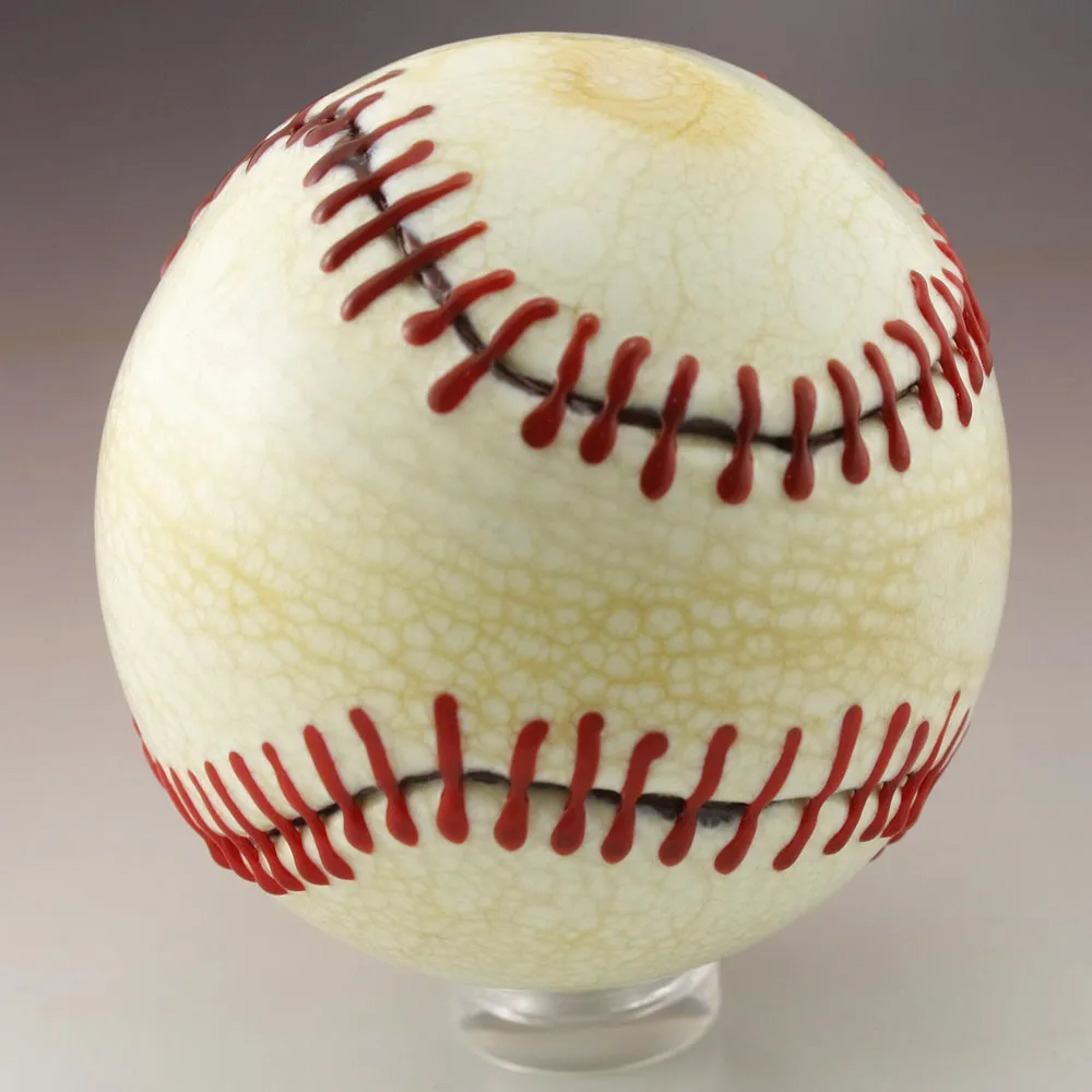 Jumbo Etched Baseball Marble in Ivory and Red