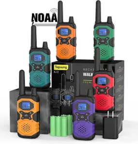 Long Range Walkie Talkies 6 Pack Rechargeable