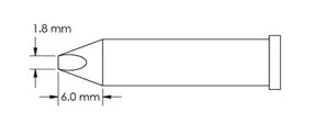 Metcal GT6-CH0018P Power 60° Chisel Solder Tip, 1.8 x 6.0mm