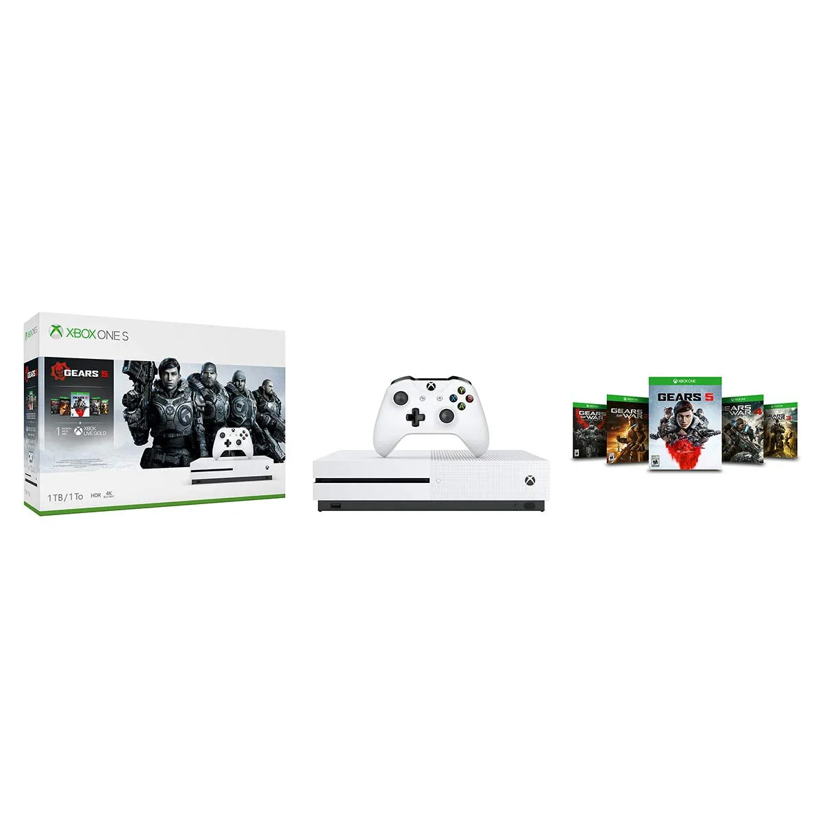 Microsoft Xbox One S Gears 5 Bundle, 1TB HDD, 8GB RAM, Wireless Gaming Console - 234-01020