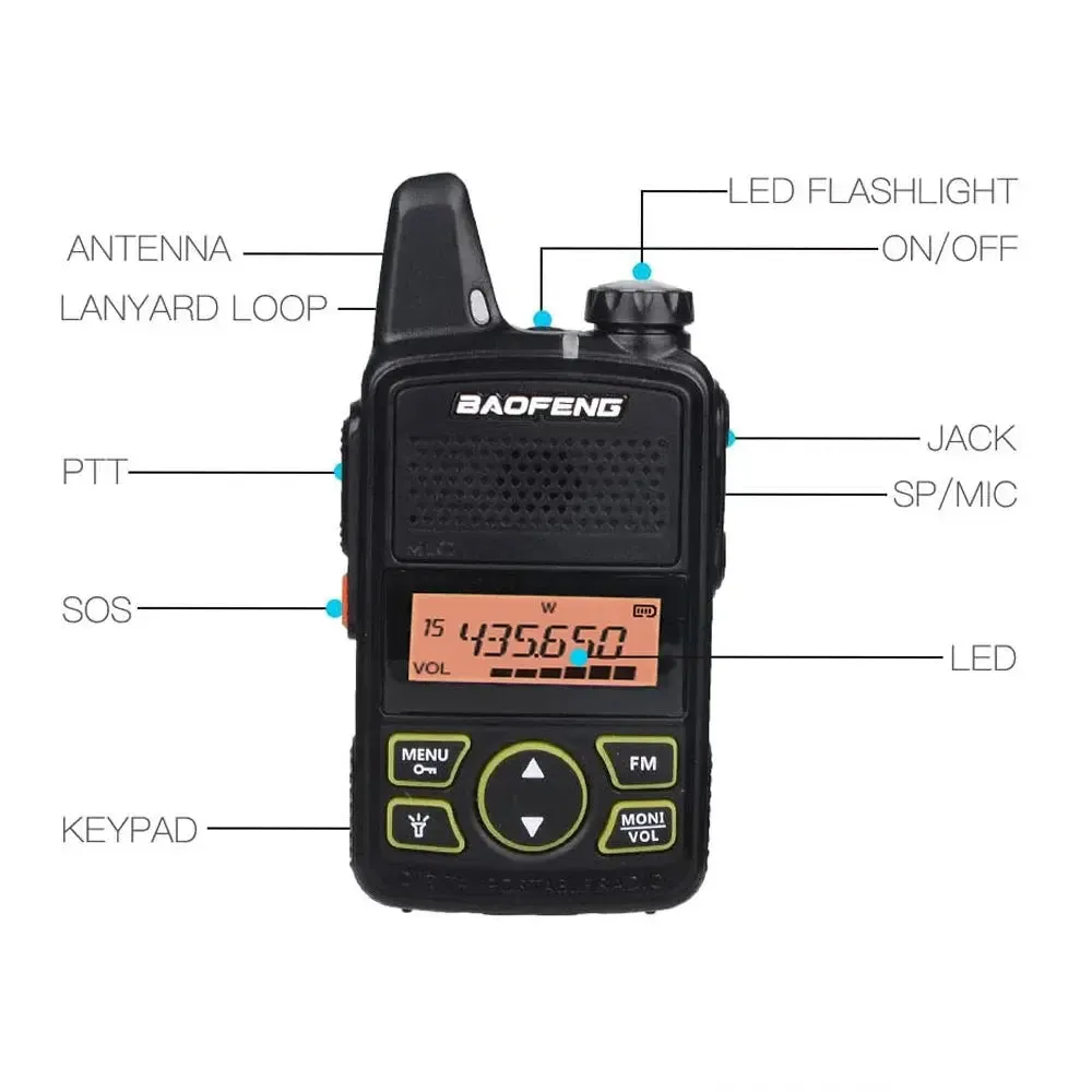 Mini Walkie Talkie UHF Handheld Two-Way Radio Bft1 Ham Radio Portable FM Transceiver Kids 5km CB Radio Intercom, Baofeng BF-T1