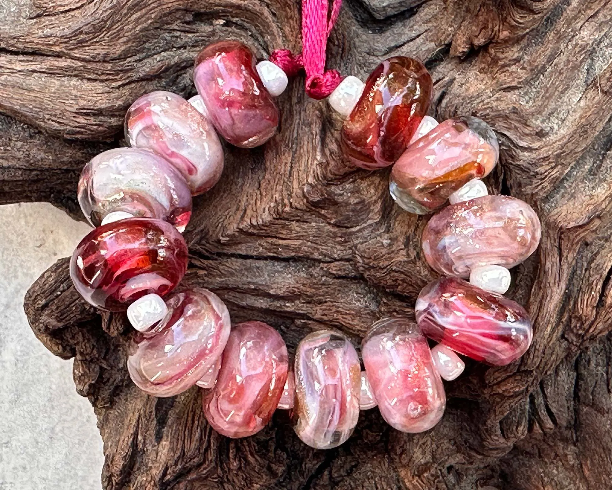 MTO Electric Raspberry Pink Shimmer Lampwork Beads