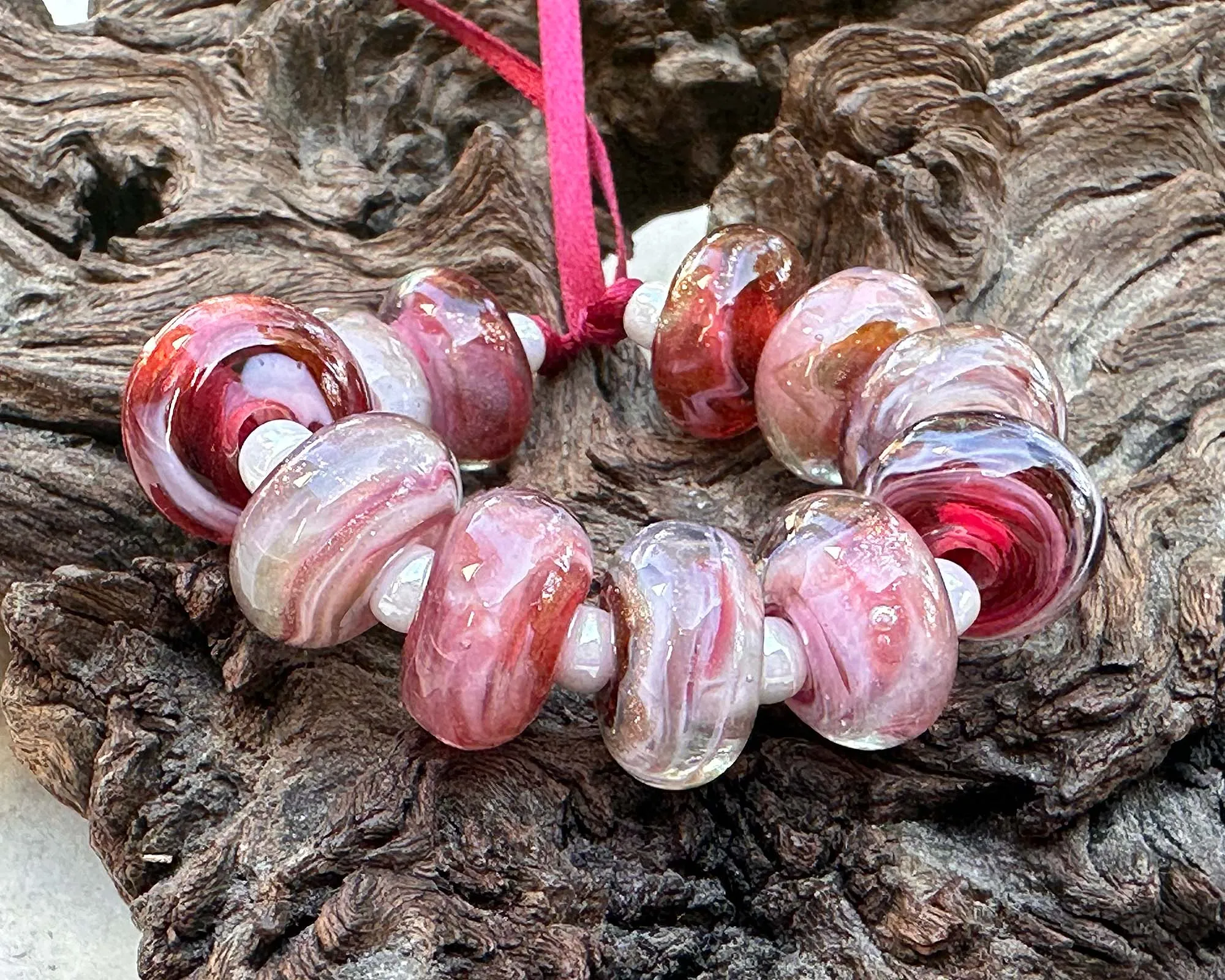 MTO Electric Raspberry Pink Shimmer Lampwork Beads