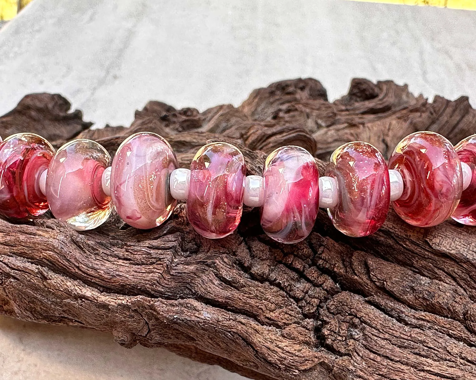 MTO Electric Raspberry Pink Shimmer Lampwork Beads