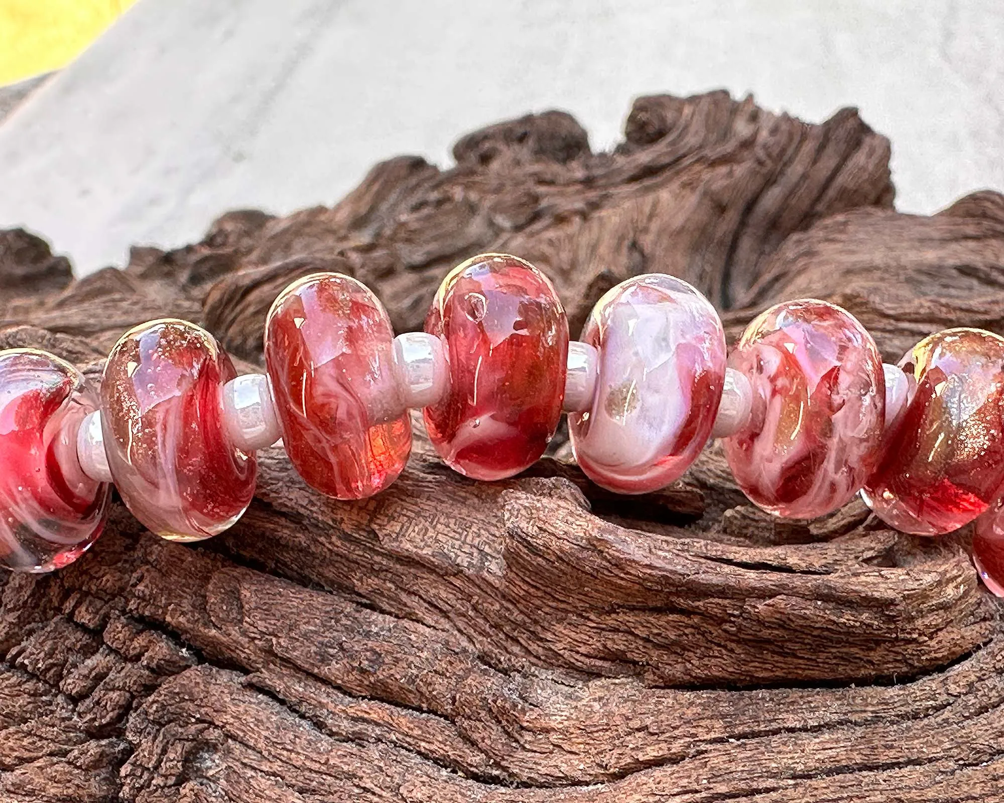 MTO Electric Raspberry Pink Shimmer Lampwork Beads
