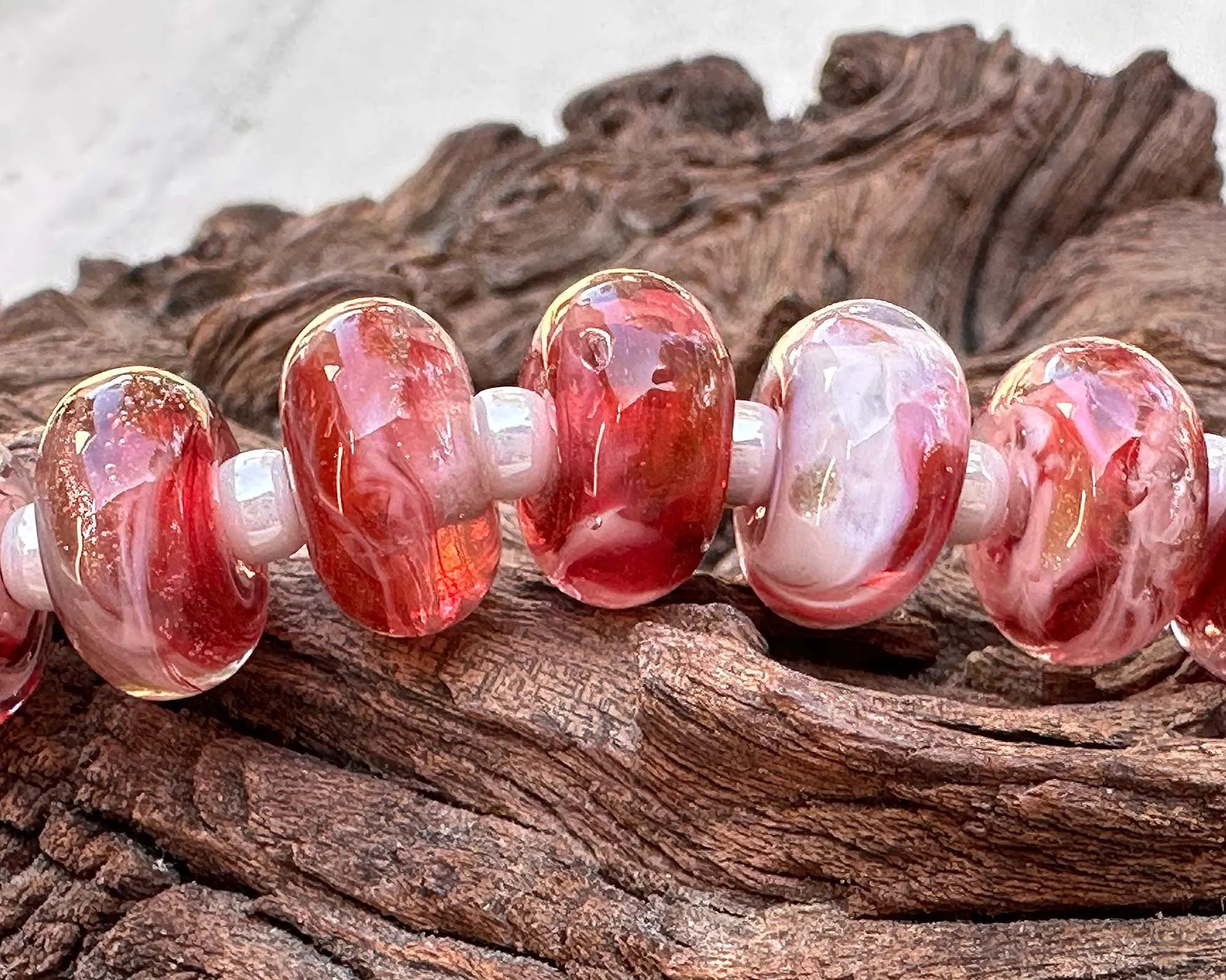 MTO Electric Raspberry Pink Shimmer Lampwork Beads