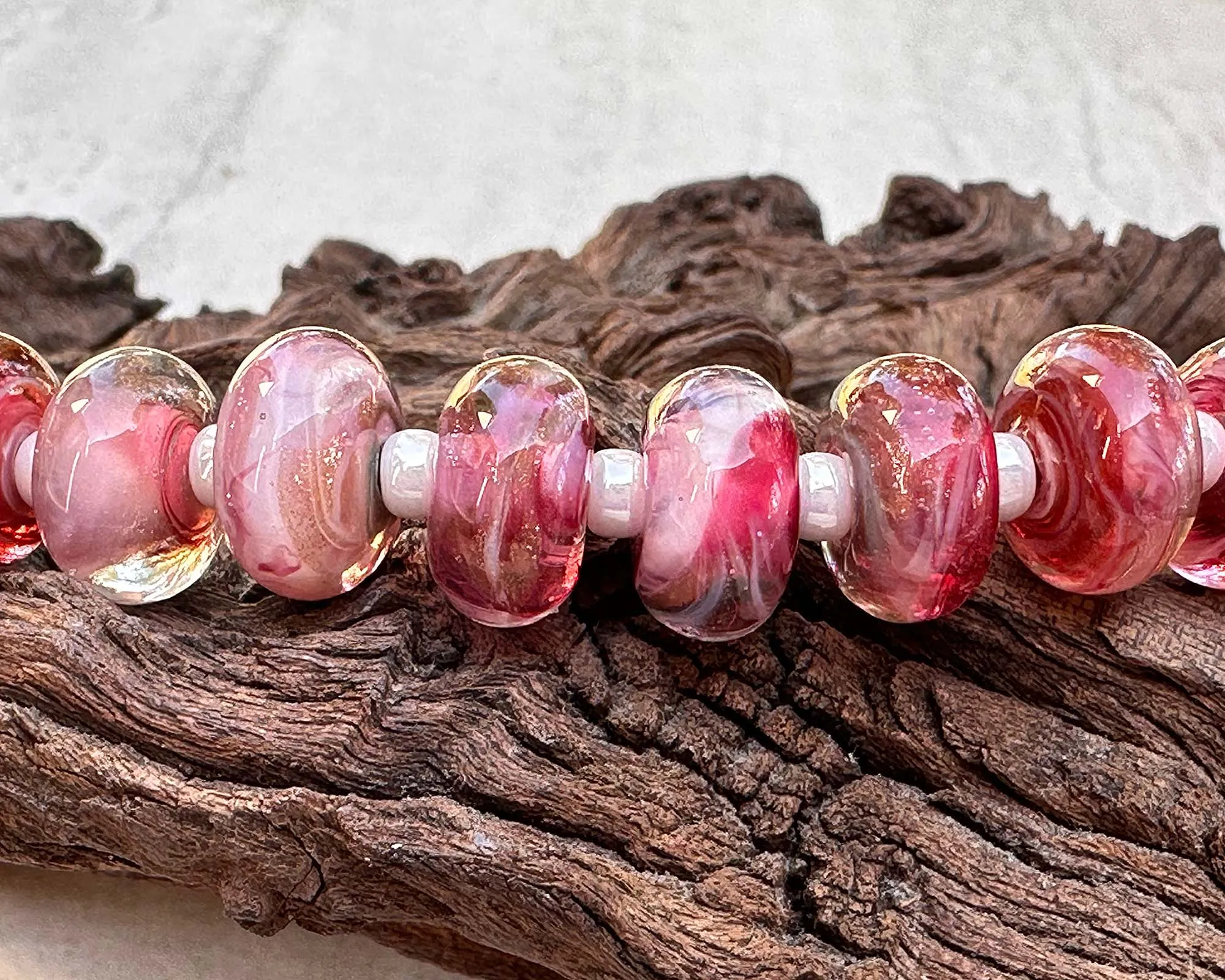 MTO Electric Raspberry Pink Shimmer Lampwork Beads