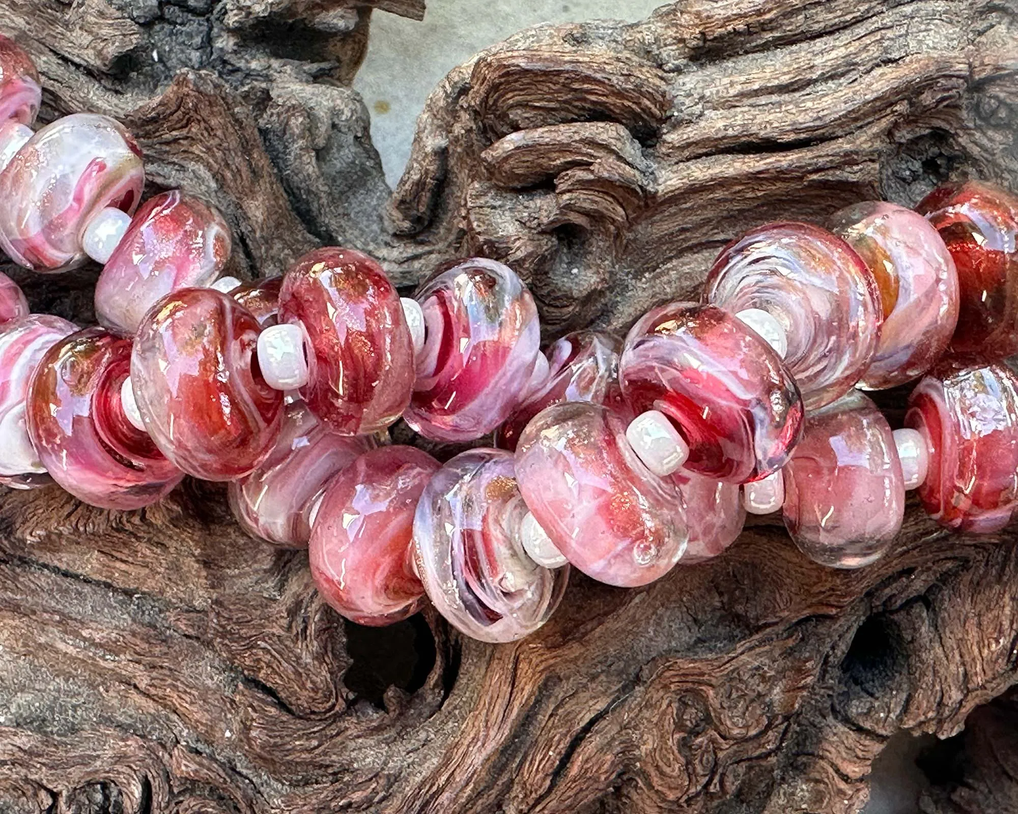 MTO Electric Raspberry Pink Shimmer Lampwork Beads