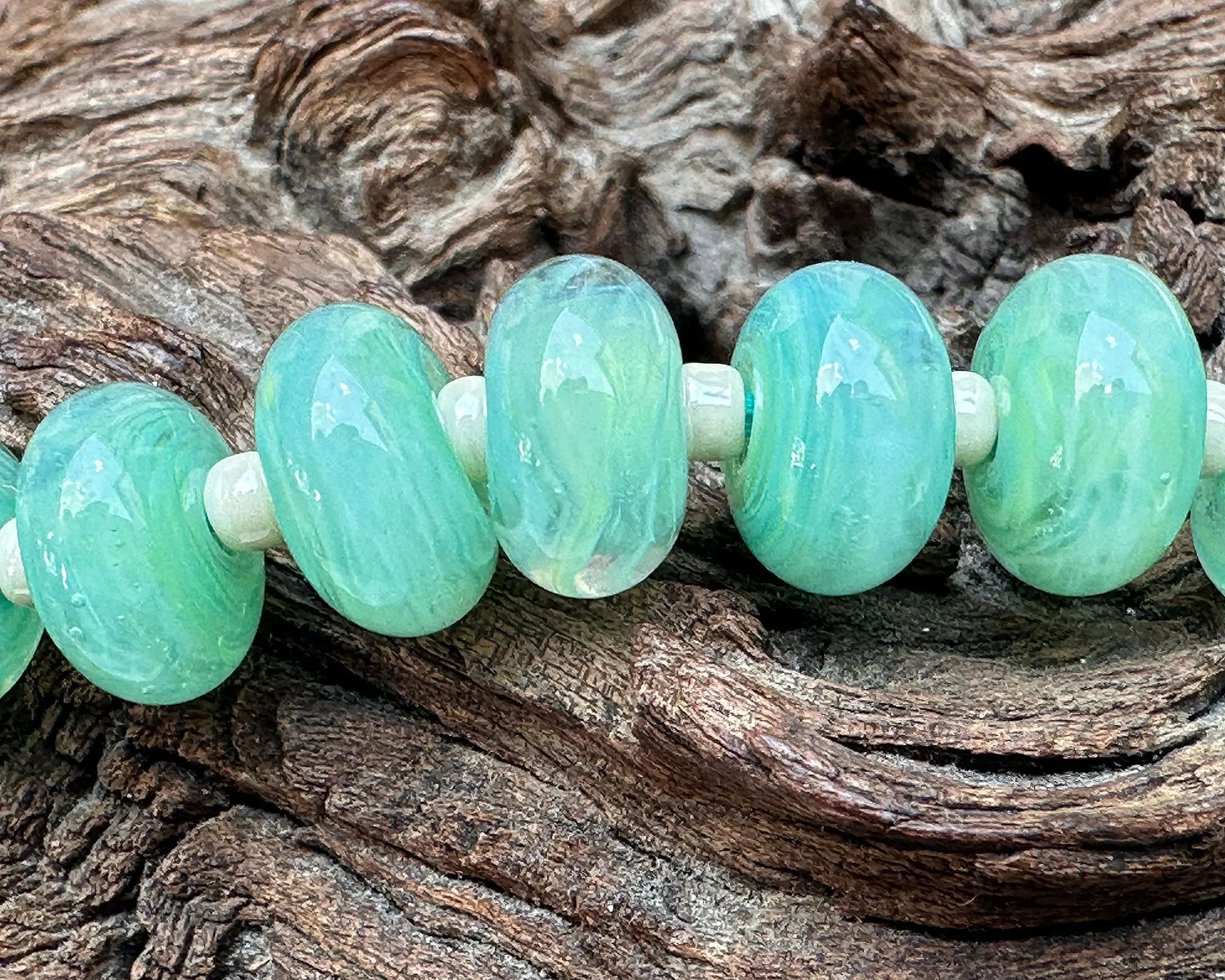 MTO Jade Sea Breeze Lampwork Beads Set SRA Made to Order