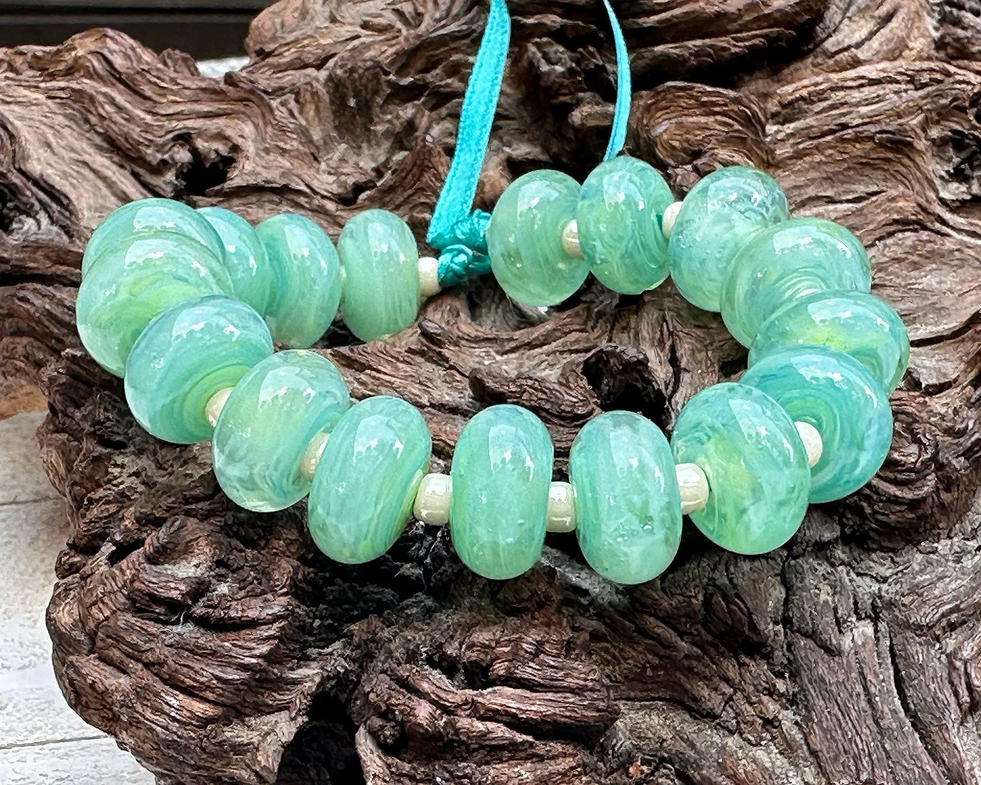 MTO Jade Sea Breeze Lampwork Beads Set SRA Made to Order