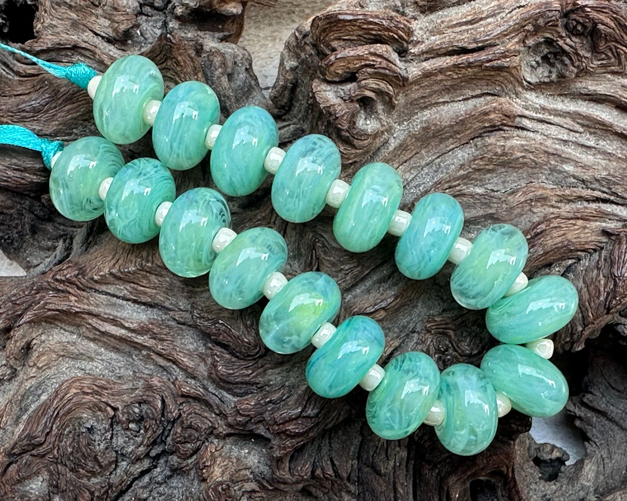 MTO Jade Sea Breeze Lampwork Beads Set SRA Made to Order