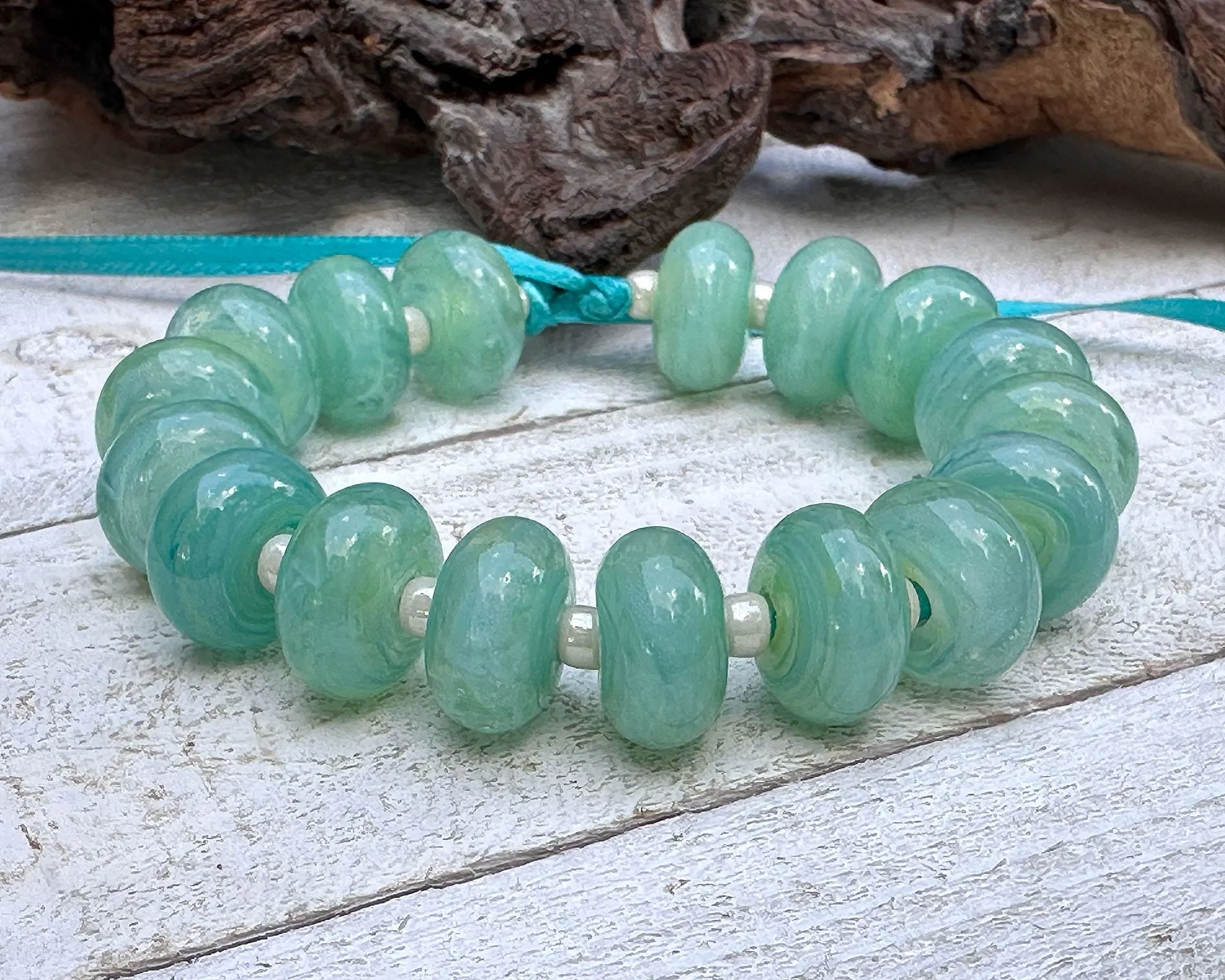 MTO Jade Sea Breeze Lampwork Beads Set SRA Made to Order