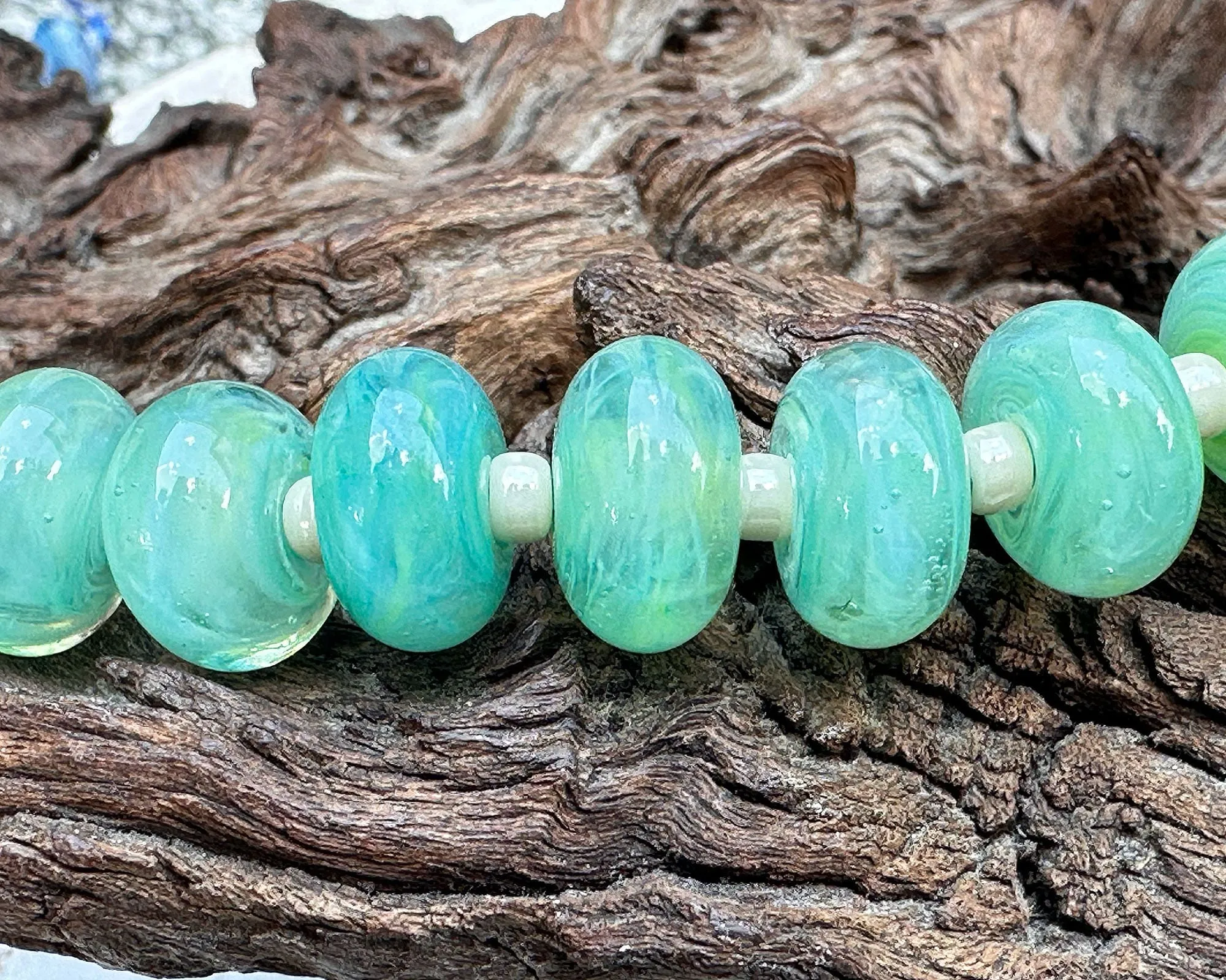 MTO Jade Sea Breeze Lampwork Beads Set SRA Made to Order
