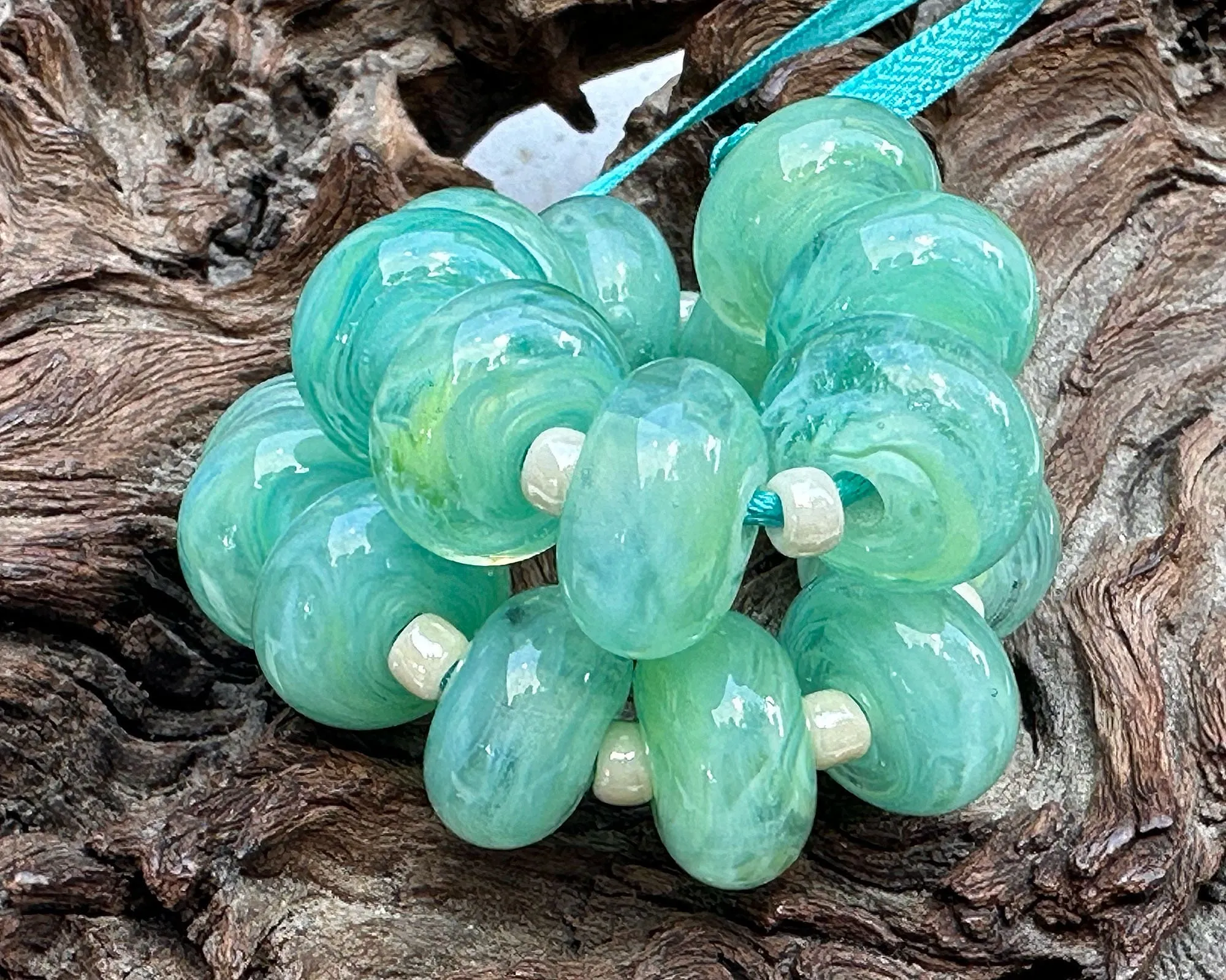 MTO Jade Sea Breeze Lampwork Beads Set SRA Made to Order
