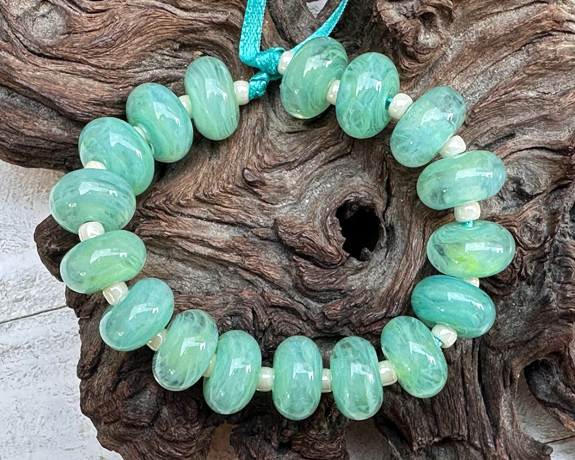 MTO Jade Sea Breeze Lampwork Beads Set SRA Made to Order