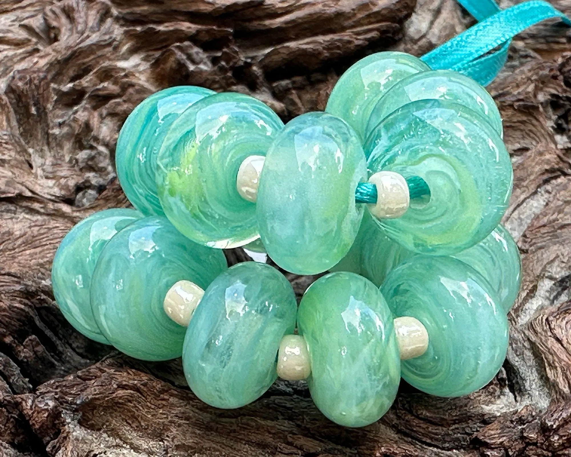 MTO Jade Sea Breeze Lampwork Beads Set SRA Made to Order