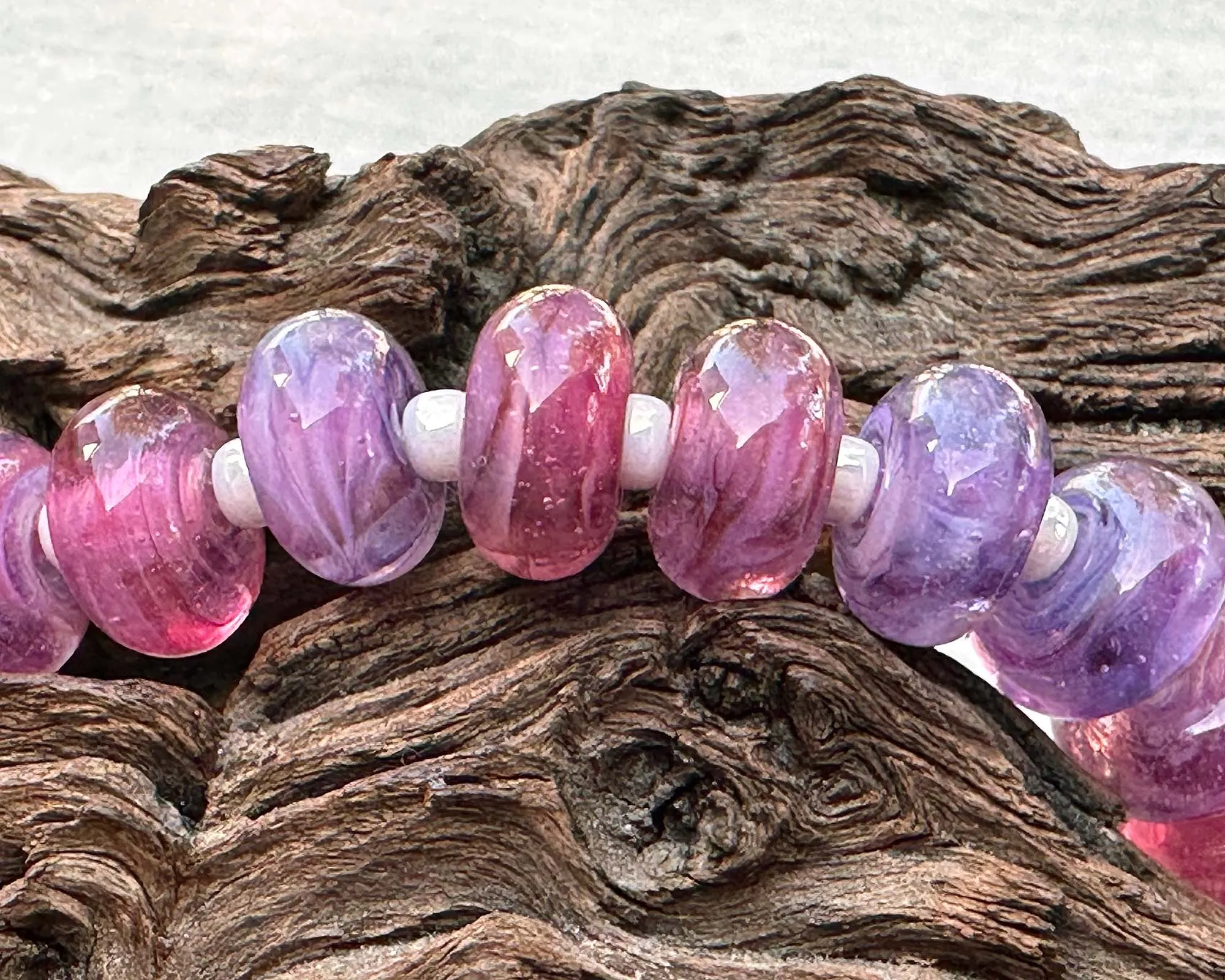 MTO Pink & Purple Swirl Lampwork Beads