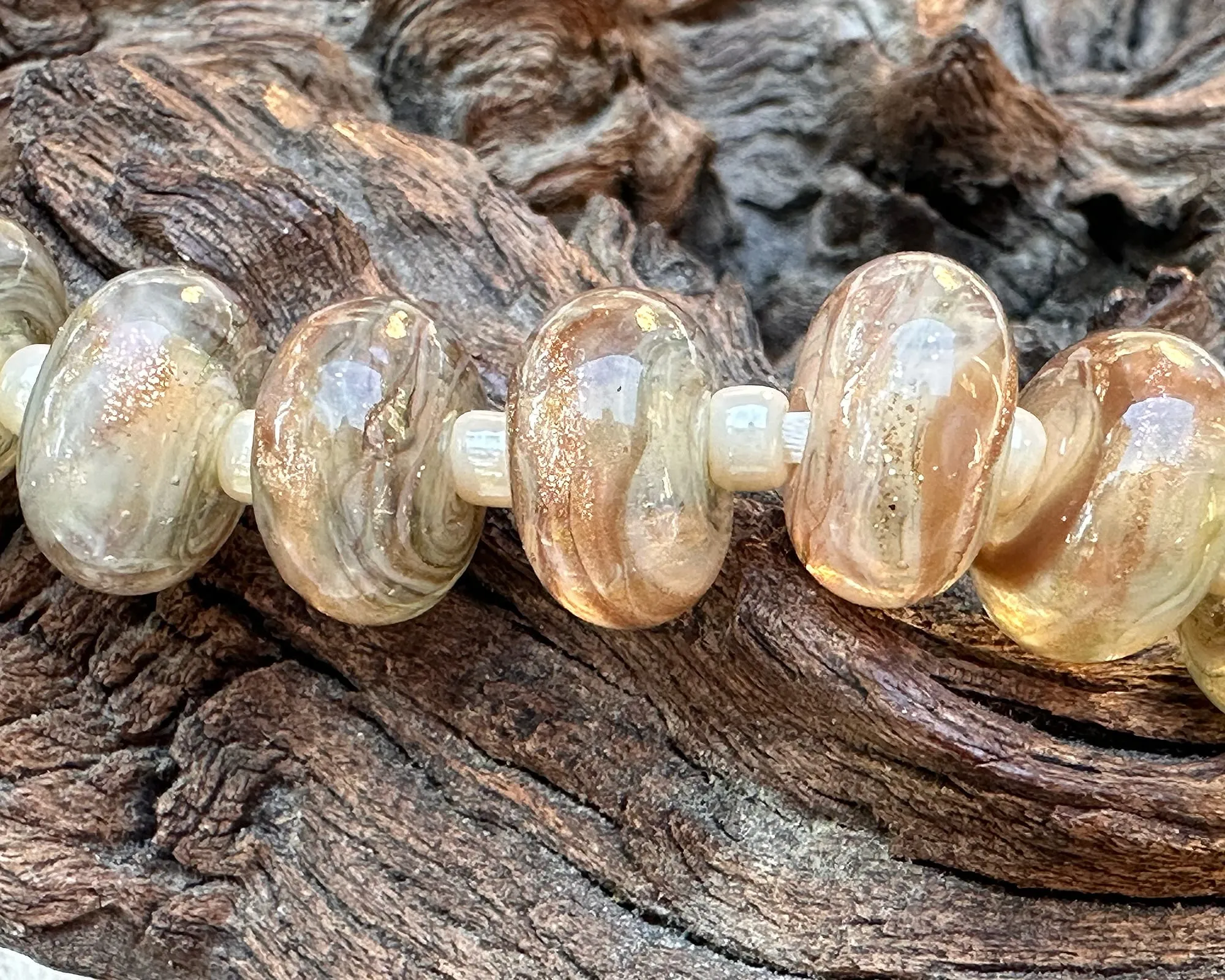 MTO Sparkling Sands Beige Lampwork Beads
