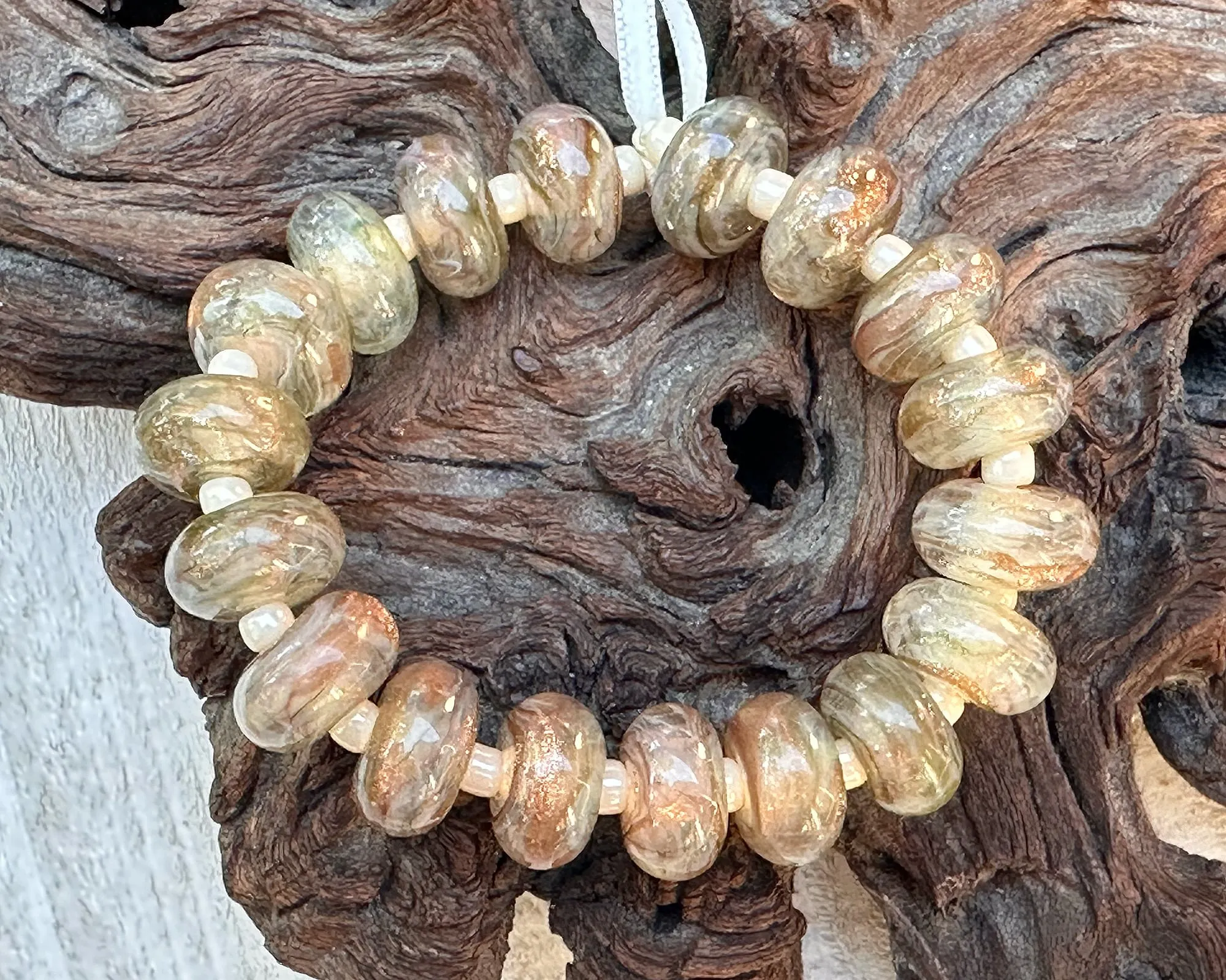 MTO Sparkling Sands Beige Lampwork Beads