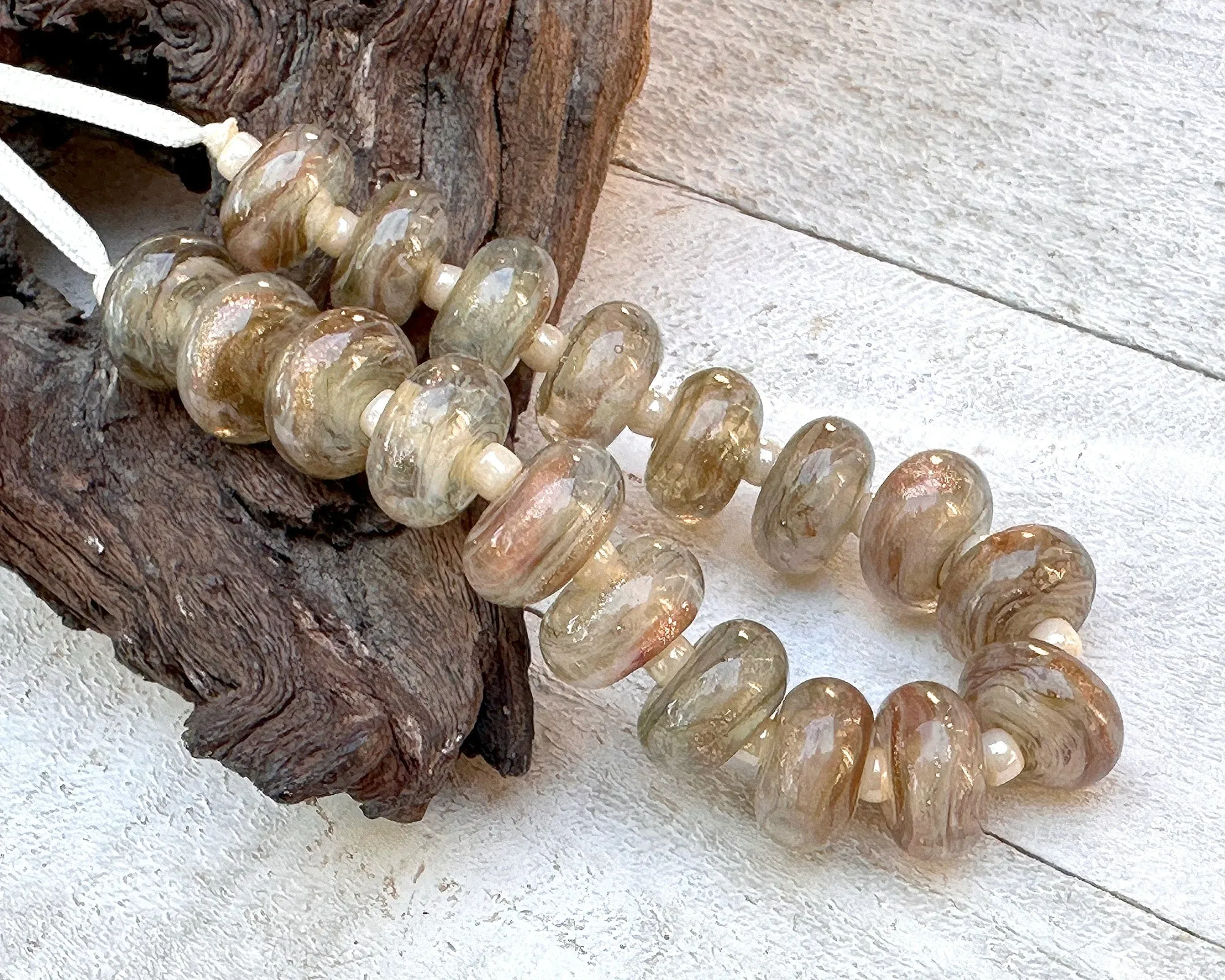 MTO Sparkling Sands Beige Lampwork Beads