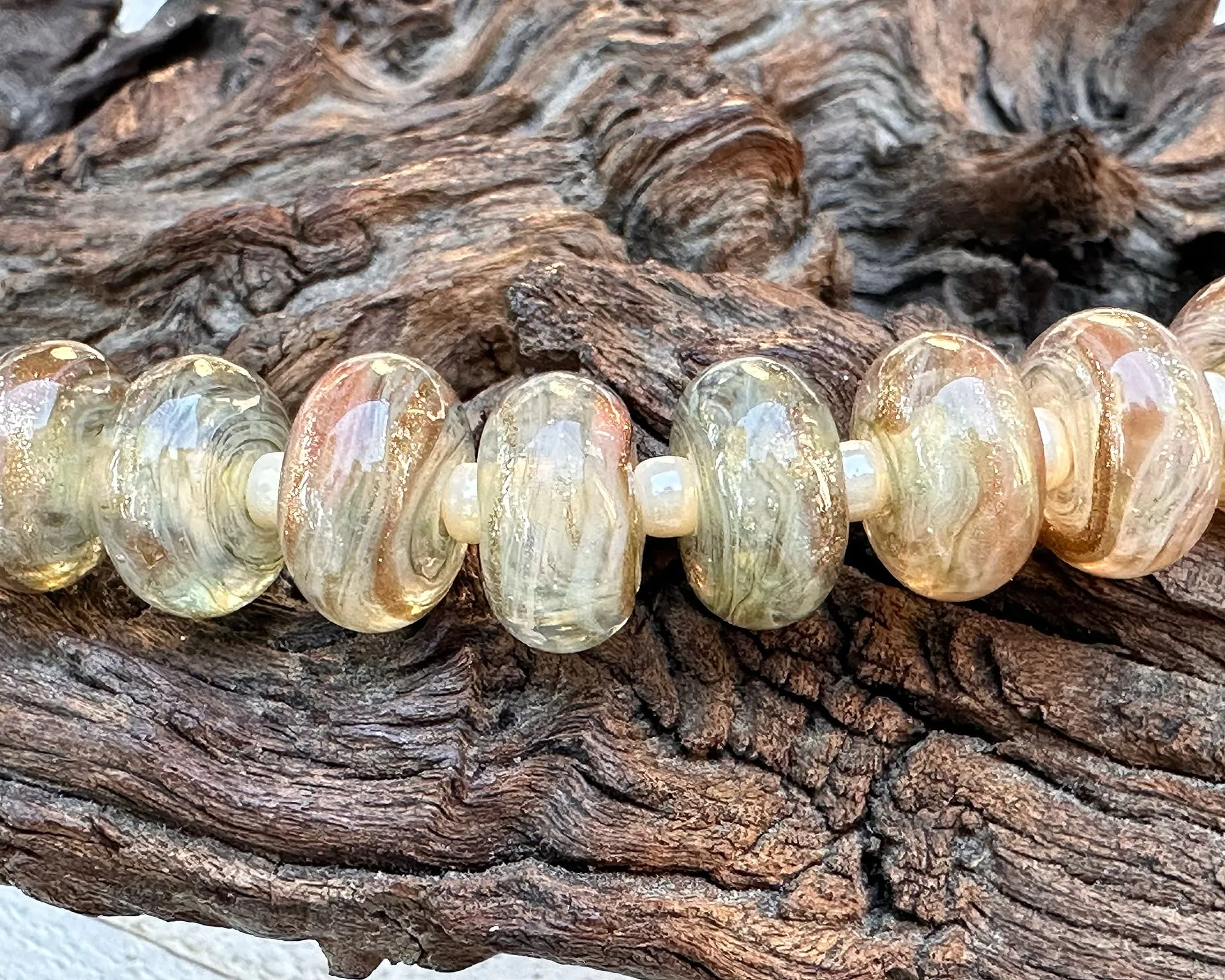 MTO Sparkling Sands Beige Lampwork Beads