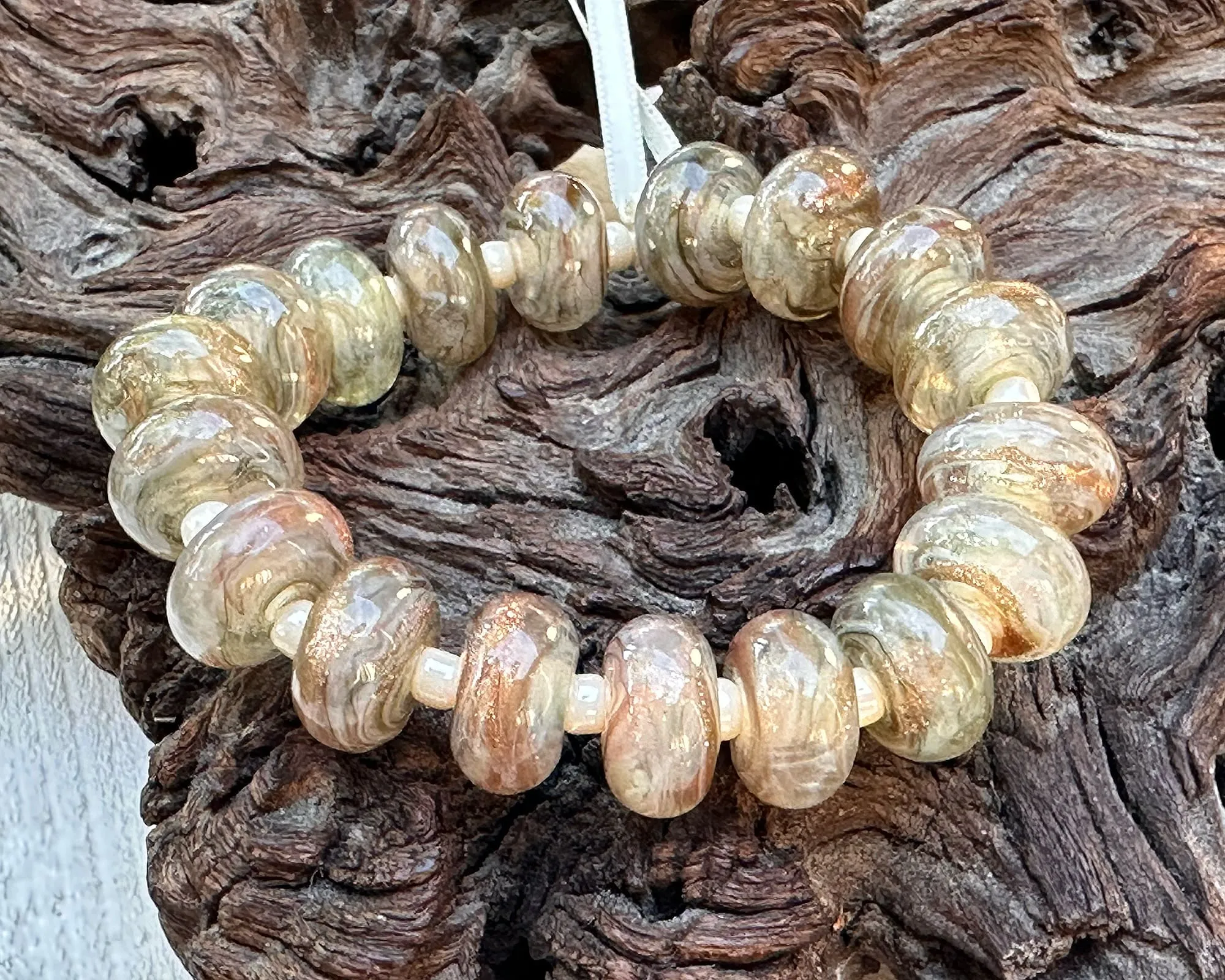 MTO Sparkling Sands Beige Lampwork Beads