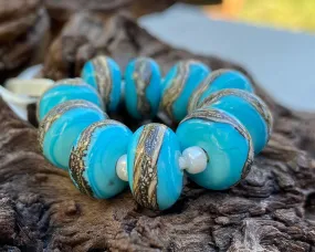 MTO Turquoise Organic Lampwork Beads Set SRA Made to Order
