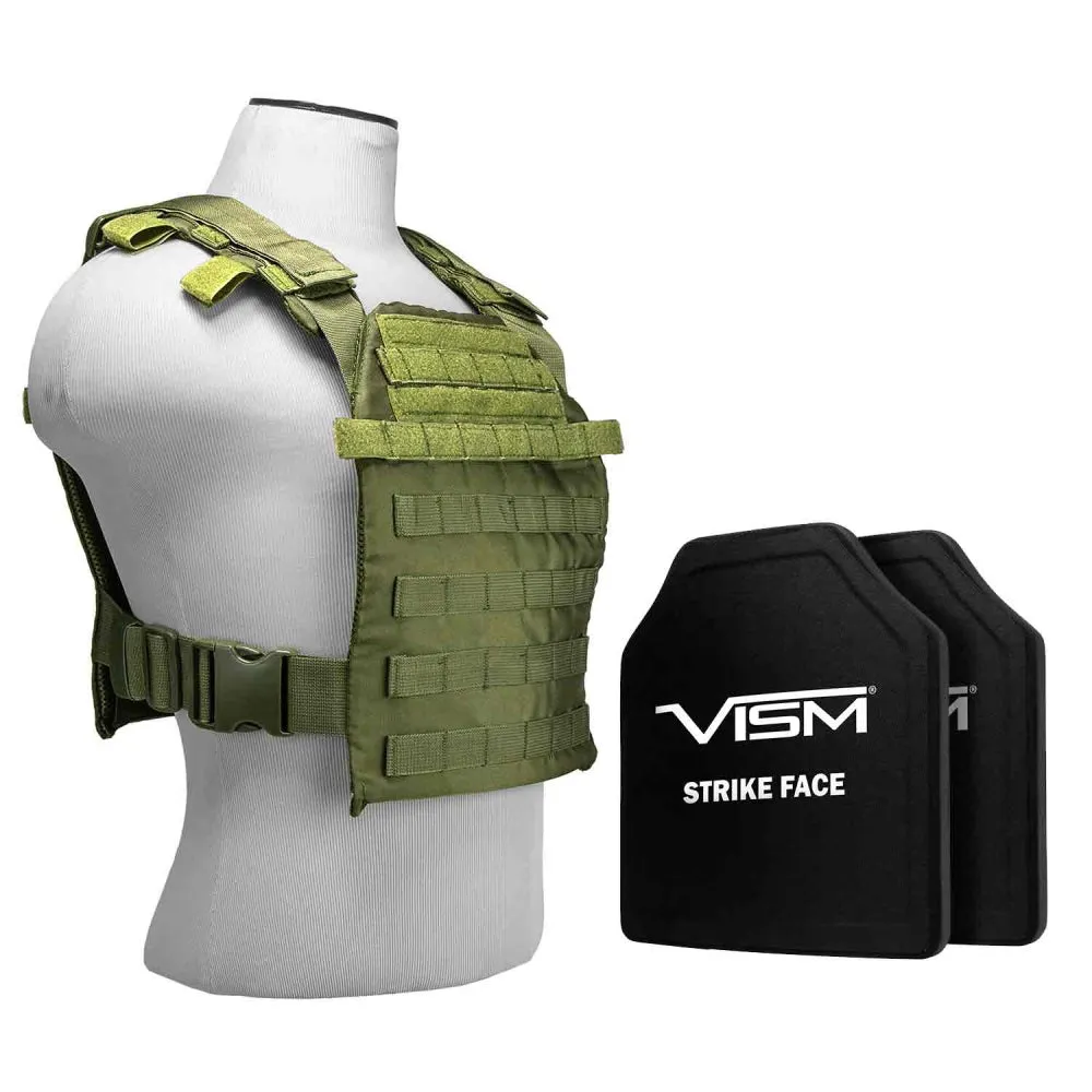NcStar Fast Plate Carrier With 10"X12" Level III  PE Shooter's Cut 2x Hard Ballistic Plates