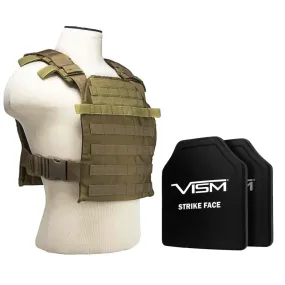 NcStar Fast Plate Carrier With 10"X12" Level III  PE Shooter's Cut 2x Hard Ballistic Plates