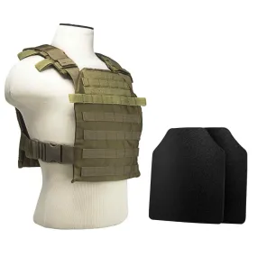NcStar Fast Plate Carrier With 10"X12" Level IIIA Shooter's Cut 2x Hard Ballistic Plates