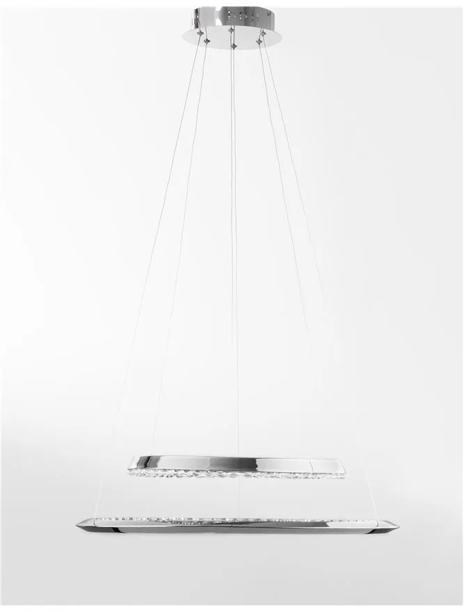 NET Chrome Aluminium & Crystal Adjustable Twin Ring Dimmable Pendant Small - ID 10469
