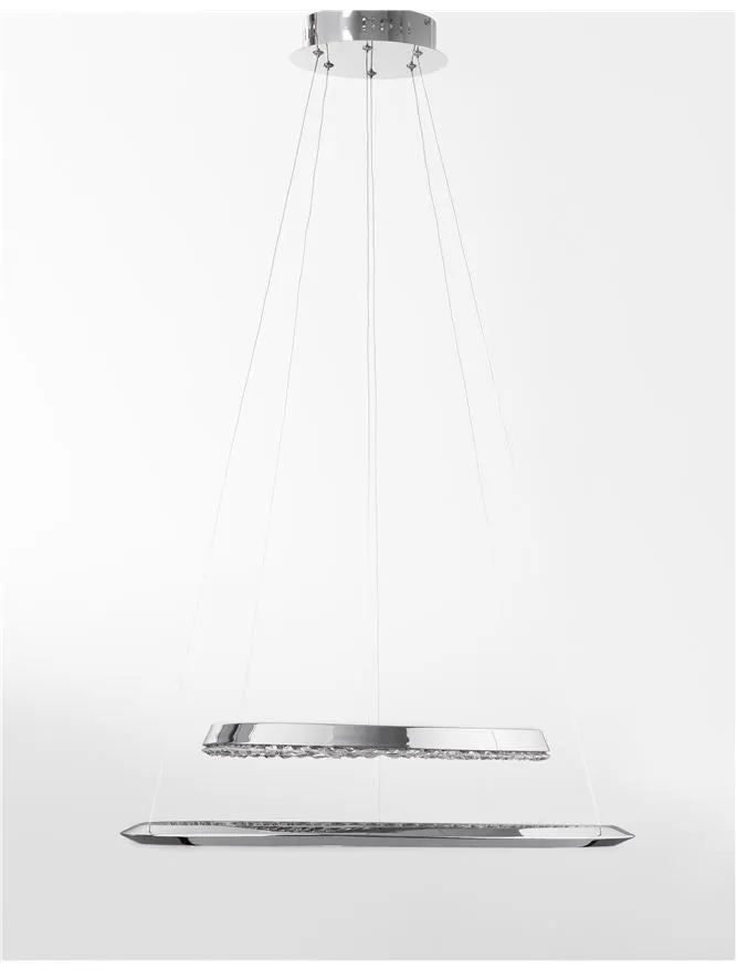 NET Chrome Aluminium & Crystal Adjustable Twin Ring Dimmable Pendant Small - ID 10469