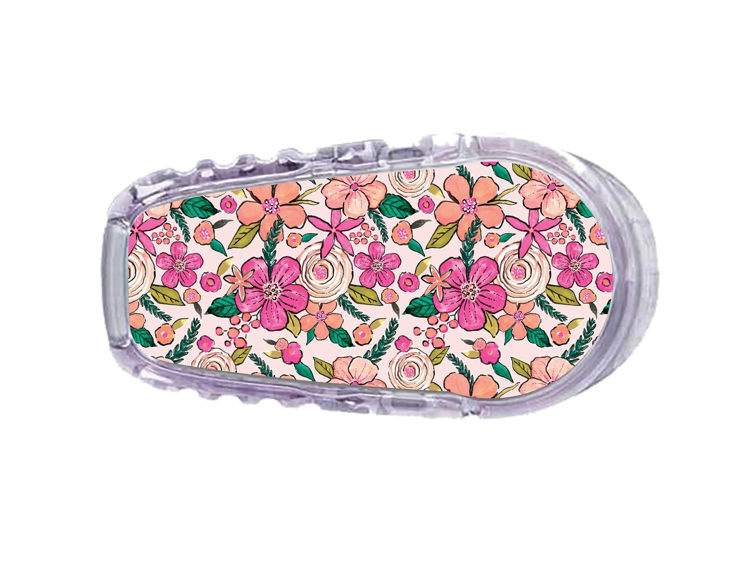 Peach Floral Sticker Designed for the DEXCOM Transmitter