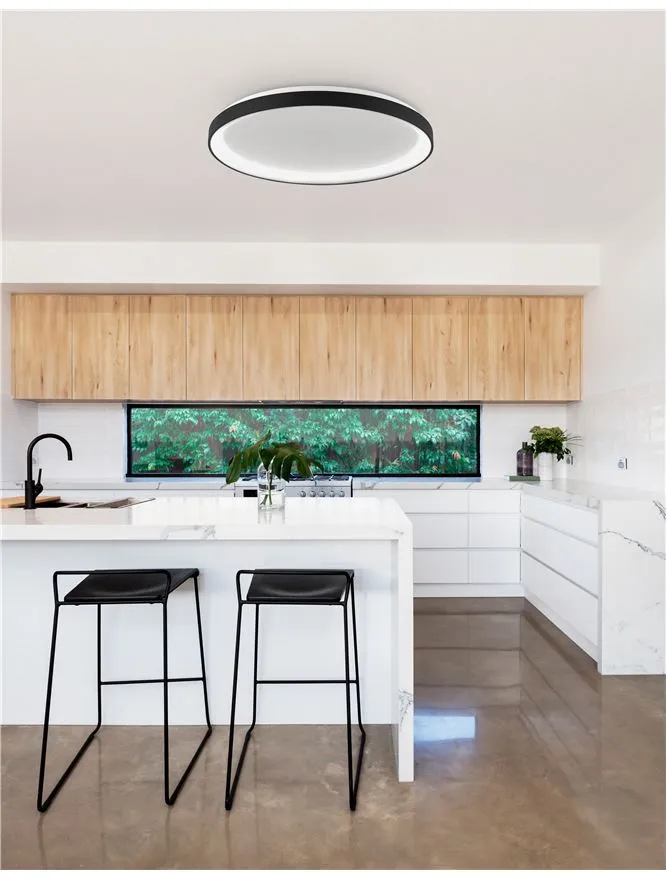 PER Dimmable Sandy Black Aluminium & Acrylic Thin 58cm Ring Flush Medium - ID 10607