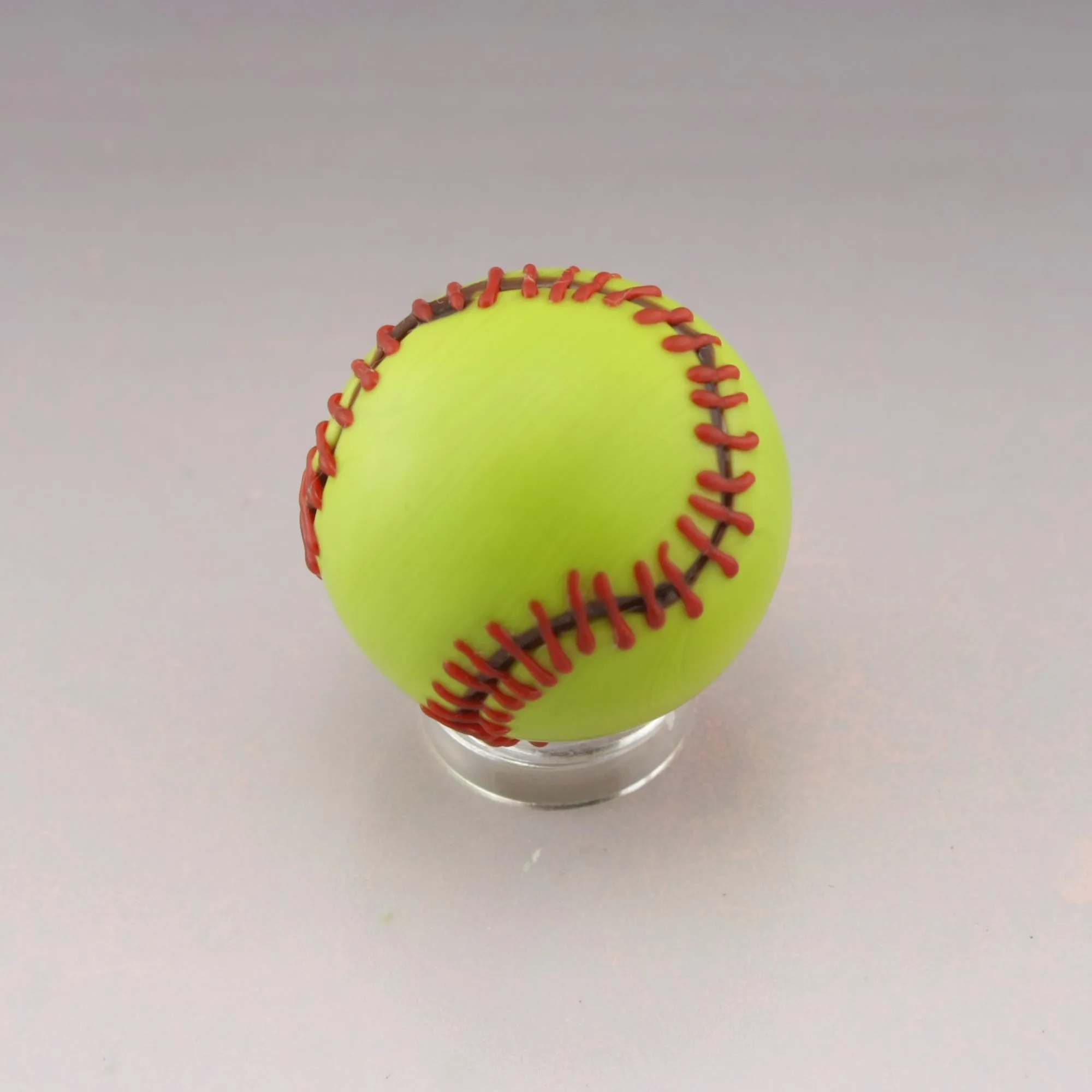 Petite Etched Softball Marble in Neon and Red