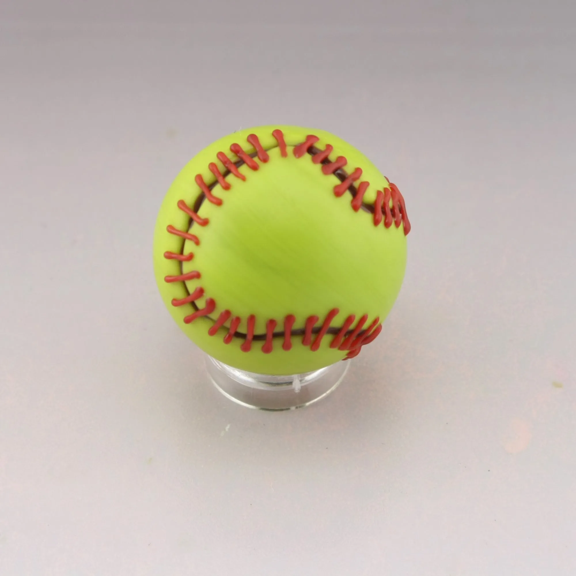 Petite Etched Softball Marble in Neon and Red
