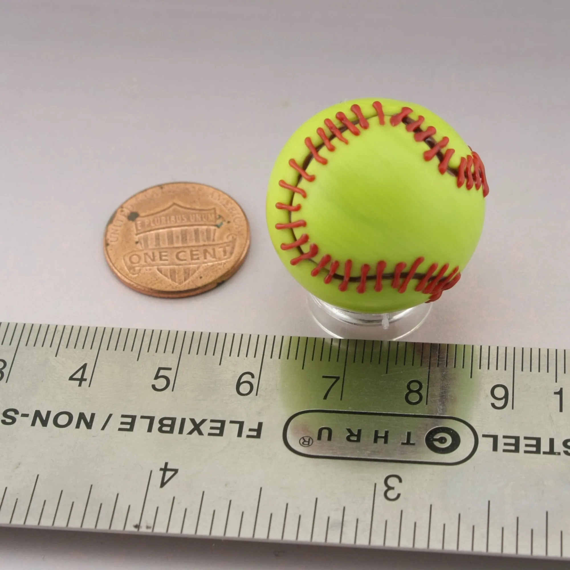 Petite Etched Softball Marble in Neon and Red
