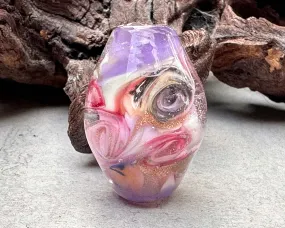 Pink Swirl Dichroic Lampwork Focal Bead SRA
