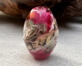 Pink Swirling Dichroic Lampwork Focal Bead