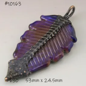 Purple Luster Feather Focal with Copper Electroforming