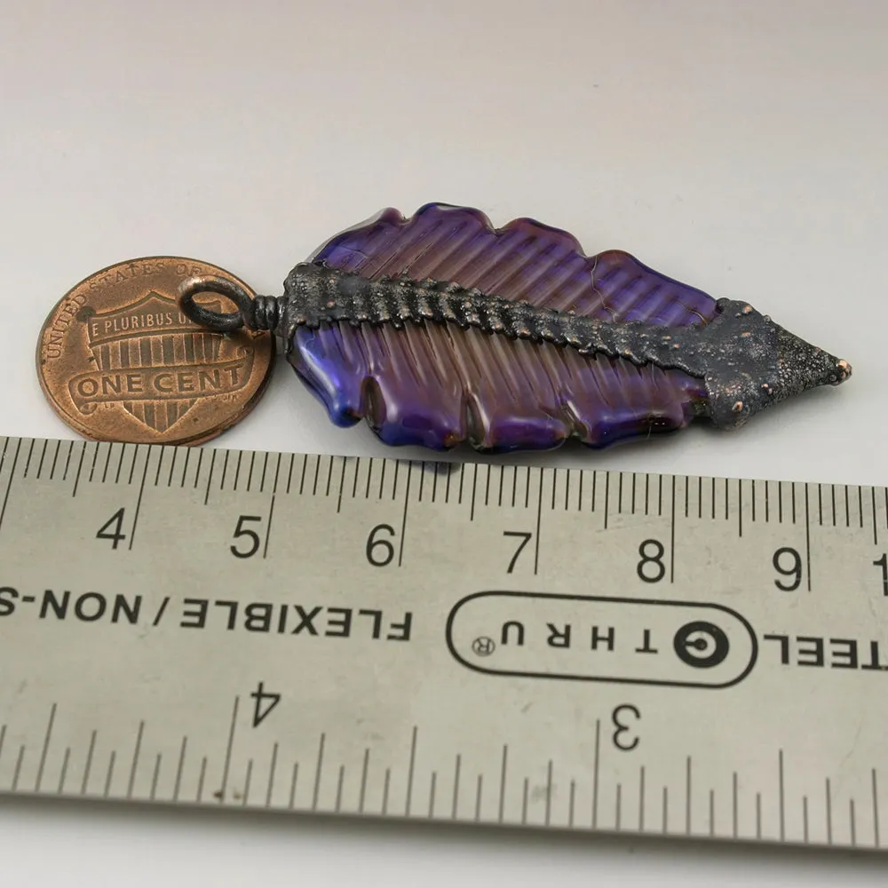 Purple Luster Feather Focal with Copper Electroforming