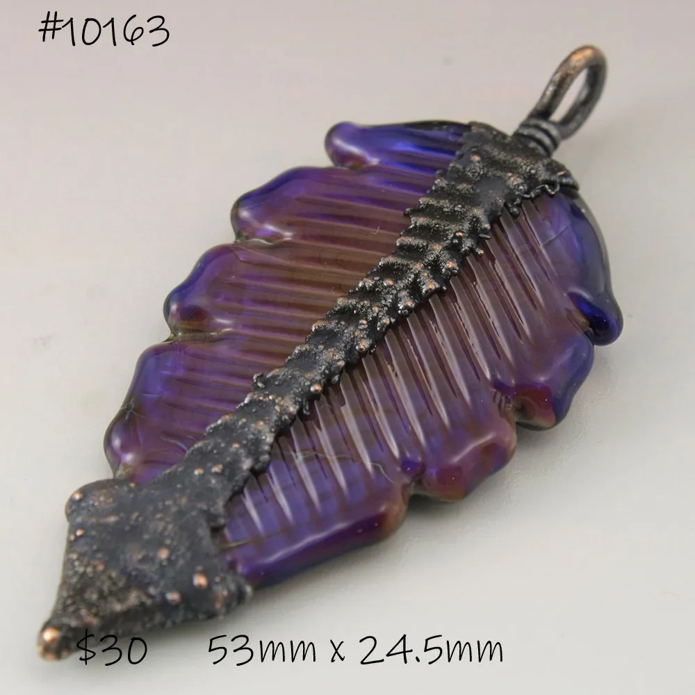 Purple Luster Feather Focal with Copper Electroforming