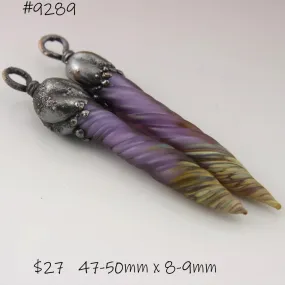 Purple Raku Unicorn Horns with Copper Electroforming
