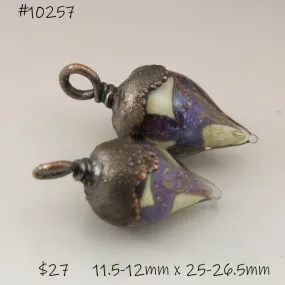 Purple Speckled Luster and Ivory Drops with Copper Electroforming