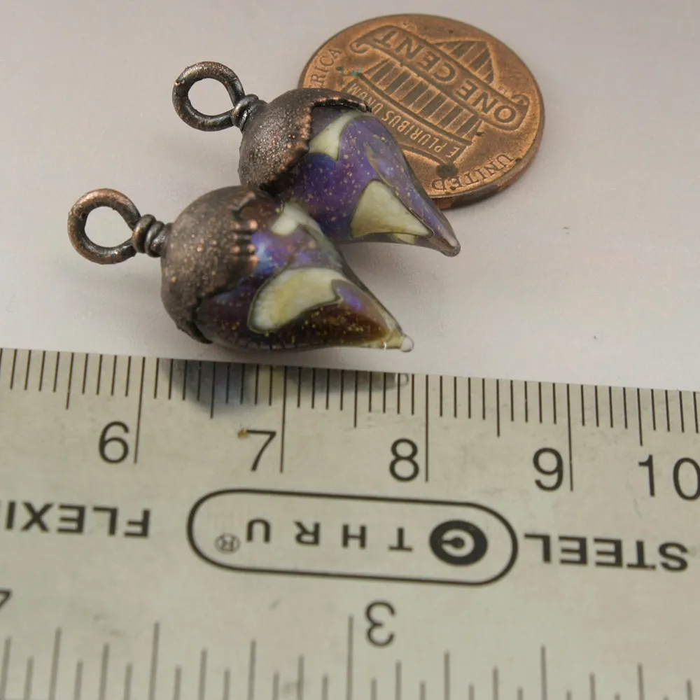 Purple Speckled Luster and Ivory Drops with Copper Electroforming