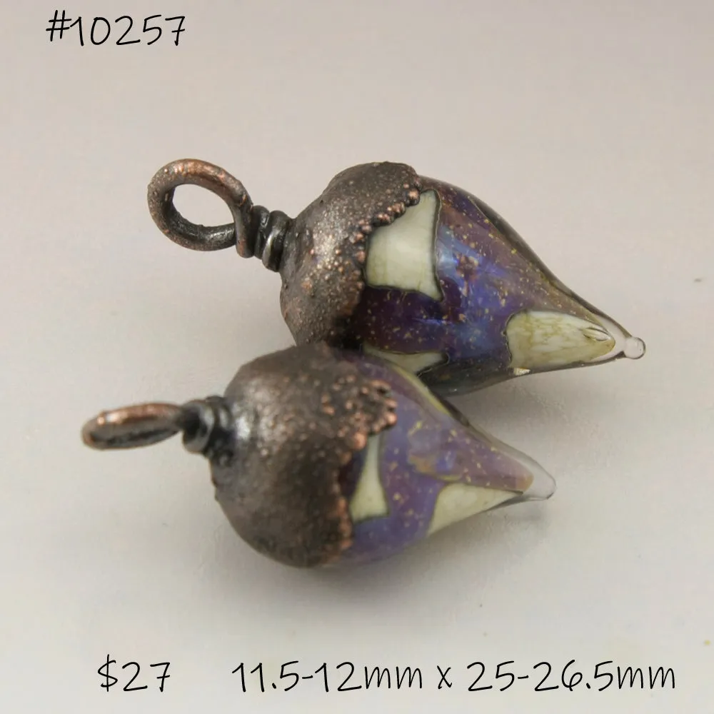Purple Speckled Luster and Ivory Drops with Copper Electroforming